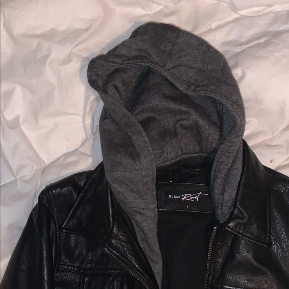 Black Rivet Leather Jacket (S) - Picture 2 of 3